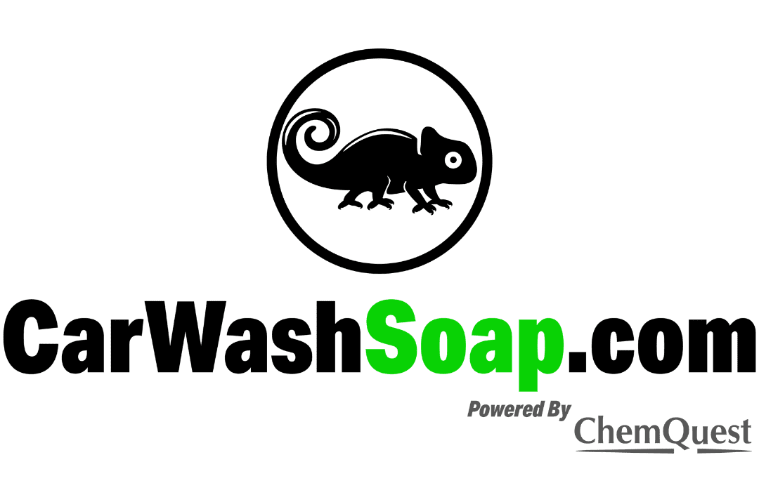 CarWashSoap.com <strong> Powered by </strong> ChemQuest A black SUV is being sprayed with blue water jets inside an automated car wash bay.
